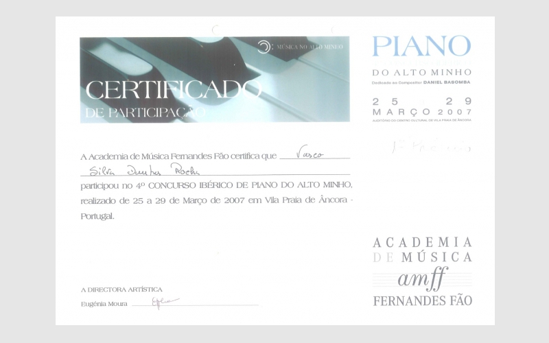 4th Iberian Piano Competition Alto Minho, PORTUGAL