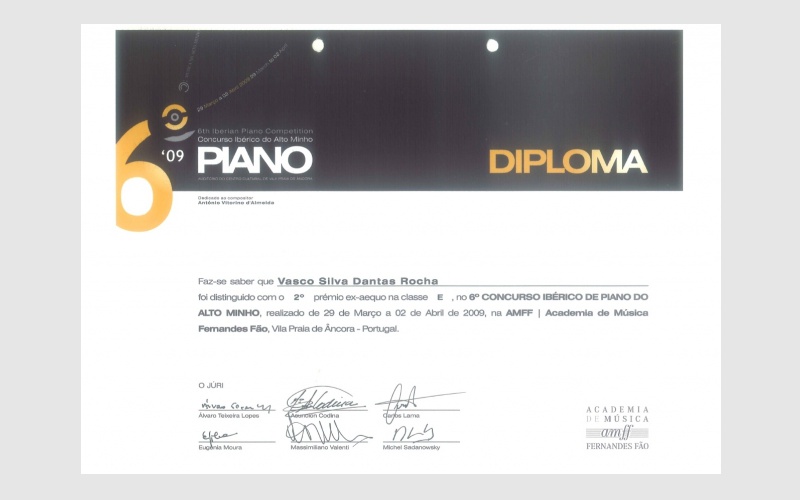 6th Iberian Piano Alto Minho Competition, PORTUGAL