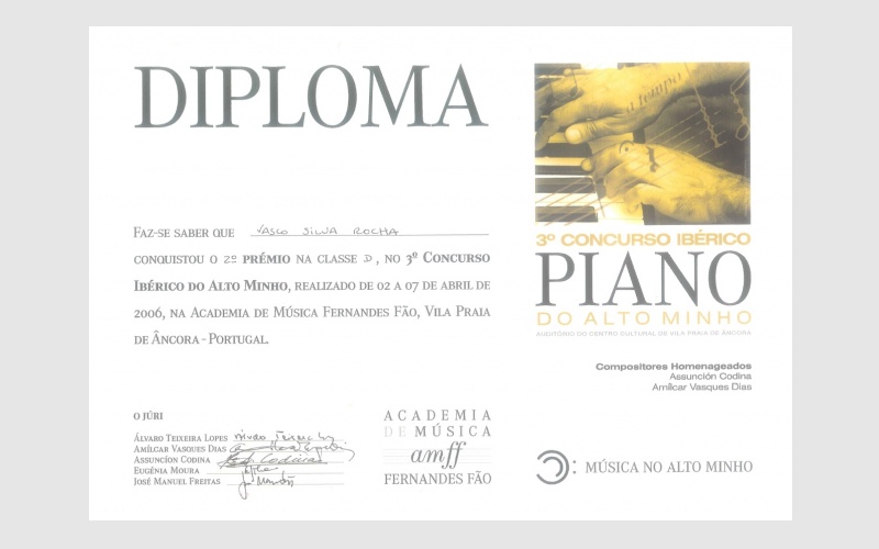 3rd Iberian Piano Alto Minho Competition, PORTUGAL