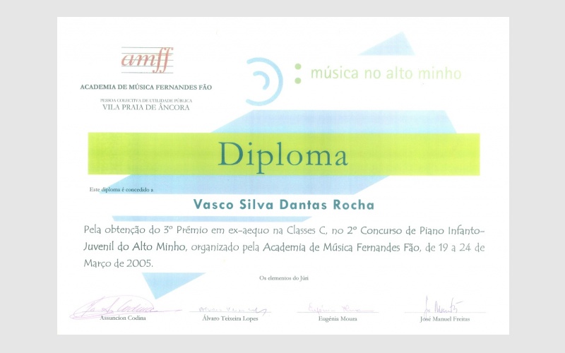2nd Piano Competition of Alto Minho, PORTUGAL