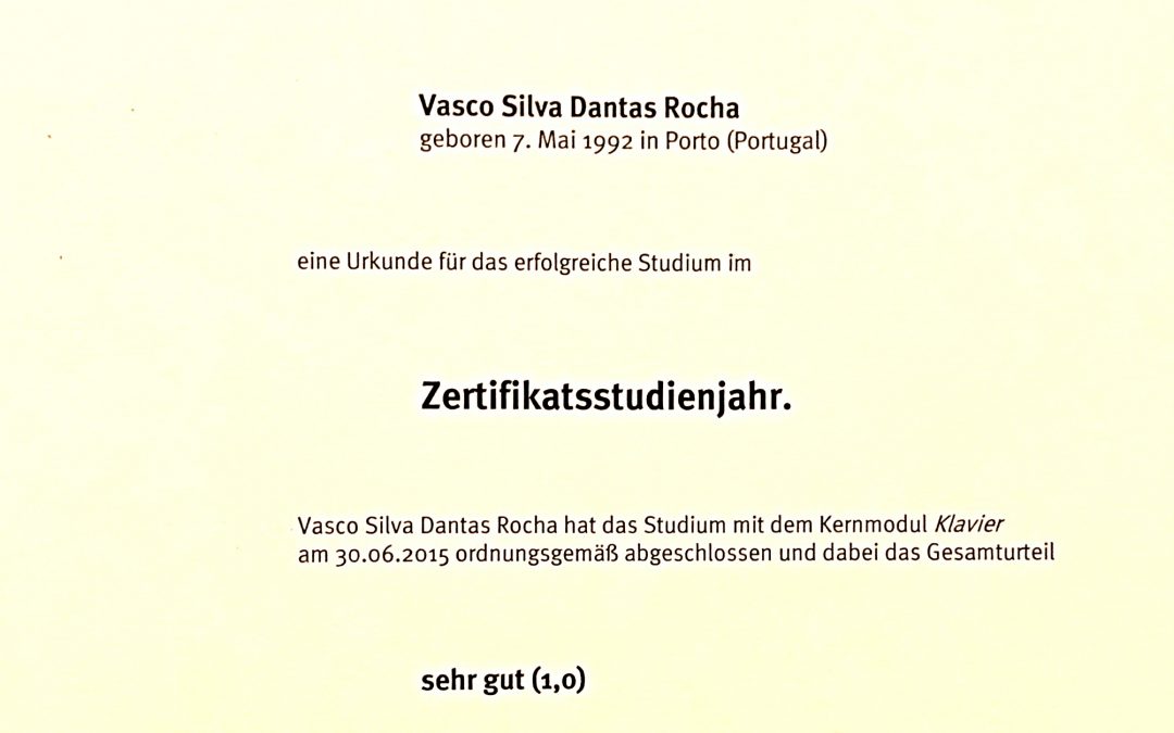 Certificate “Zertifikatsstudienjahr” from Münster University Musikhochschule