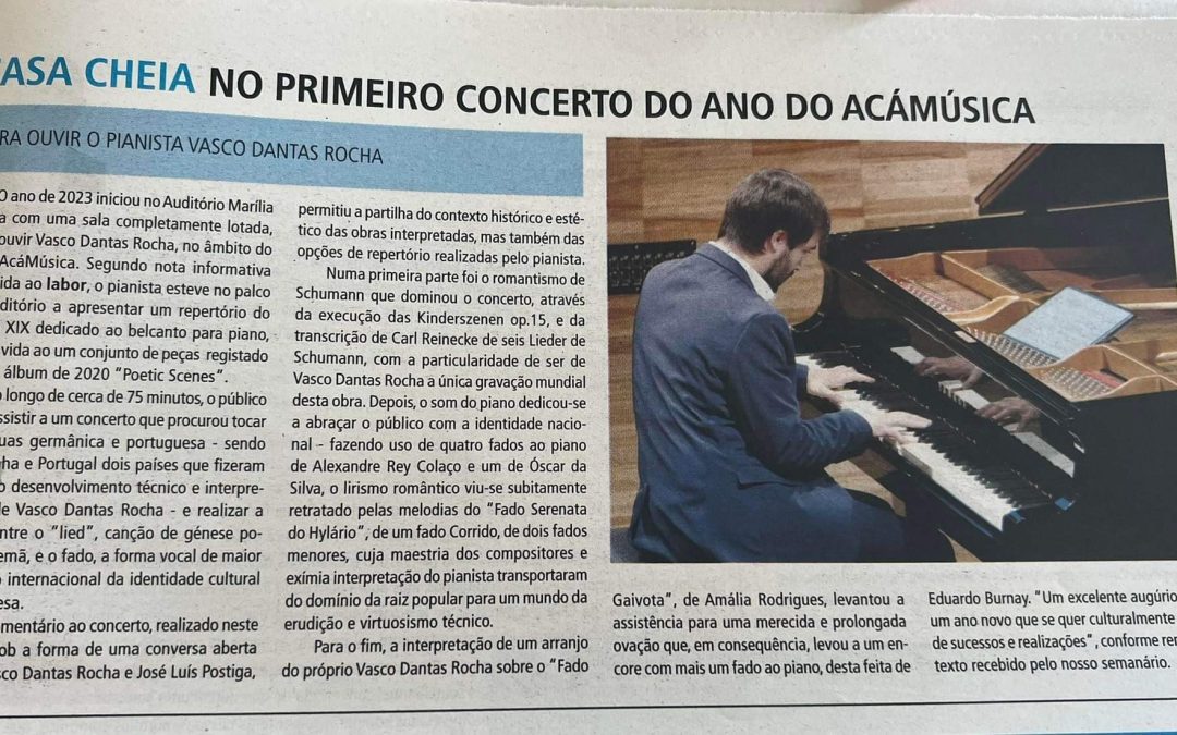 Full house at the first concert of the year by AcáMúsica to hear pianist Vasco Dantas Rocha