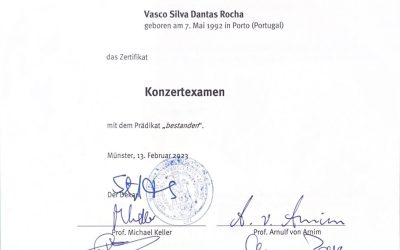 “Konzertexamen” Degree Certificate, University of Münster